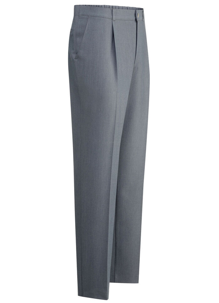 «Klaus Modelle»-Hose mit Bundfalten in 3 Farben RAUCHBLAU MELIERT
