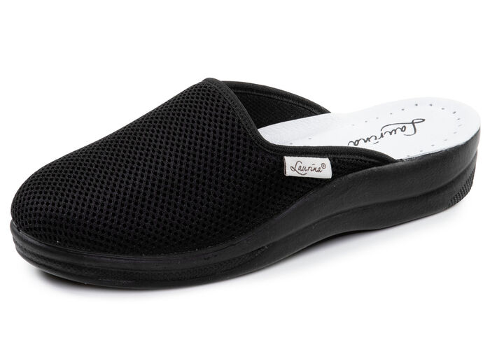 Laurina, Zweierpack, klassische Damen-Hausschuhe, Weite G, aus Mesh-Material 1X BORDEAUX, 1X SCHWARZ