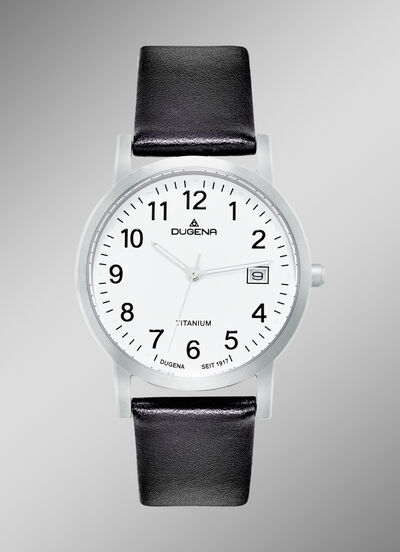Herrenuhr mit Titangehäuse und Lederband 