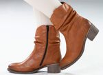 Rieker Western-Stiefelette aus weichem Synthetikmaterial mit Raffung COGNAC