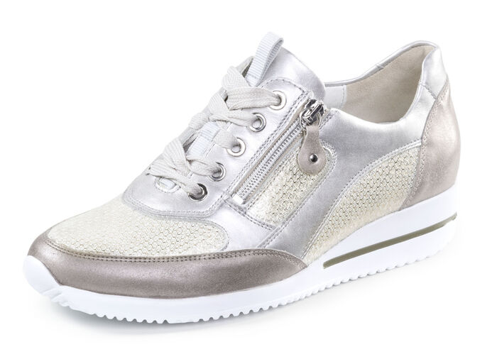 Waldläufer Sneaker aus edlem Leder-Materialmix SEKT-BRONZE-PLATIN