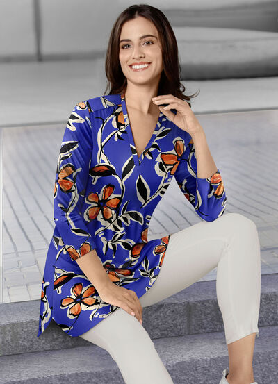 Shirt-Tunika mit farbbrillantem Druck 