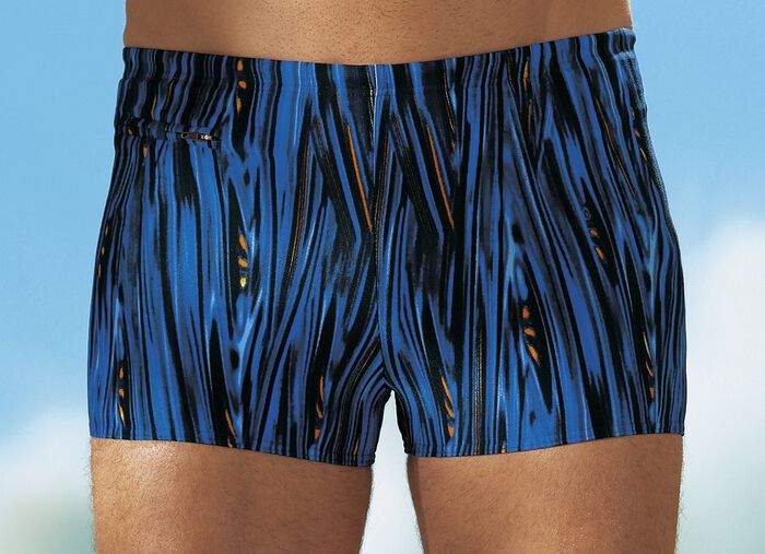 Schwab Badehose in höherer Kastenform mit Reissverschlusstasche ROYALBLAU-SCHWARZ