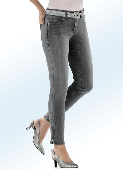 Magic-Jeans mit modischen Reissverschl&uuml;ssen an den Beinabschl&uuml;ssen 