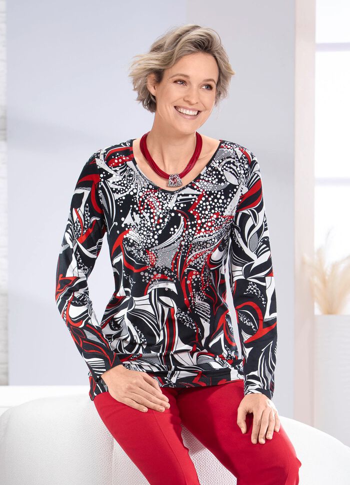 Shirt mit abgerundetem V-Ausschnitt  