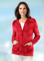 Strickjacke in 2 Farben mit durchgehendem Reissverschluss ROT