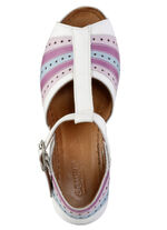 Gemini Stegspangen-Sandalette mit Zierlochung WEISS-BUNT