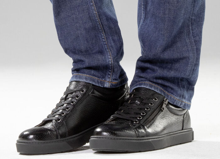 GINO GALANTE, klassische Herren-Sneaker, mit herausnehmbarem Fussbett SCHWARZ