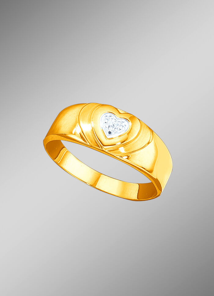Herz-Damenring mit Diamant 