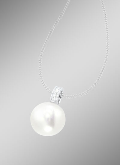 Anhänger mit Süsswasser-Zuchtperle und Brillanten  Anhänger mit Süsswasser-Zuchtperle und Brillanten