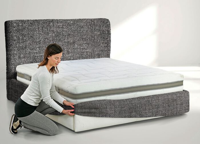 Stretchbezug f&uuml;r Boxspringbett in Mikrofaser-Qualit&auml;t GRAU