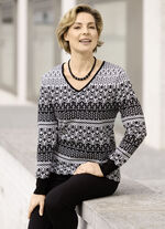 Pullover in Jacquard-Dessin SCHWARZ-WEISS