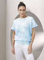 Pullover aus reiner Baumwolle HELLBLAU-CREME