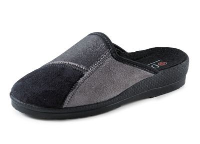 Klassische Damen-Hausschuhe, Weite H, im Textil-Materialmix 