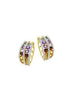 Multicolor Klappcreolen mit Edelsteine und Brillanten 
