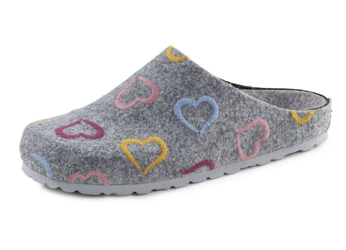 Laurina, klassiche Damen-Hausschuhe, Weite H, mit anatomisch geformtem Fußbett GRAU