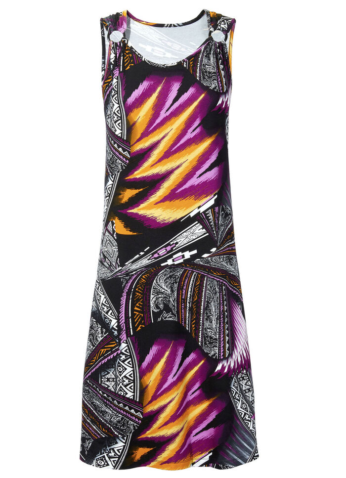 Kleid mit Zierringen an den breiten Trägern 