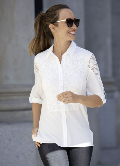 Bluse mit Hemdkragen  Bluse mit Hemdkragen