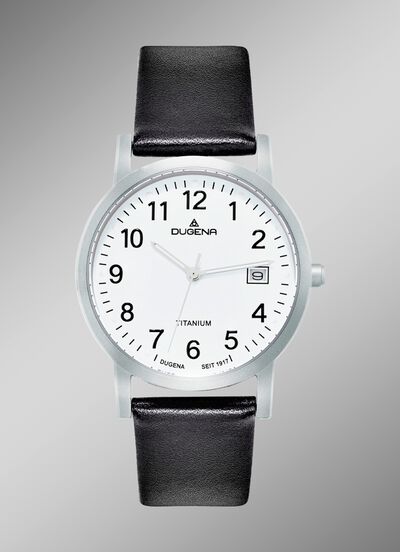 Herrenuhr mit Titangeh&auml;use und Lederband 