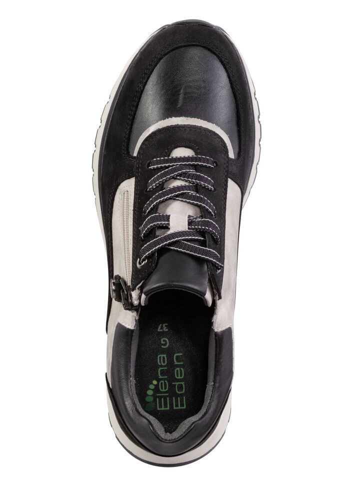 ELENA EDEN, trendige Damen-Sneaker, Weite G, mit herausnehmbarem Fussbett SCHWARZ-KIESEL