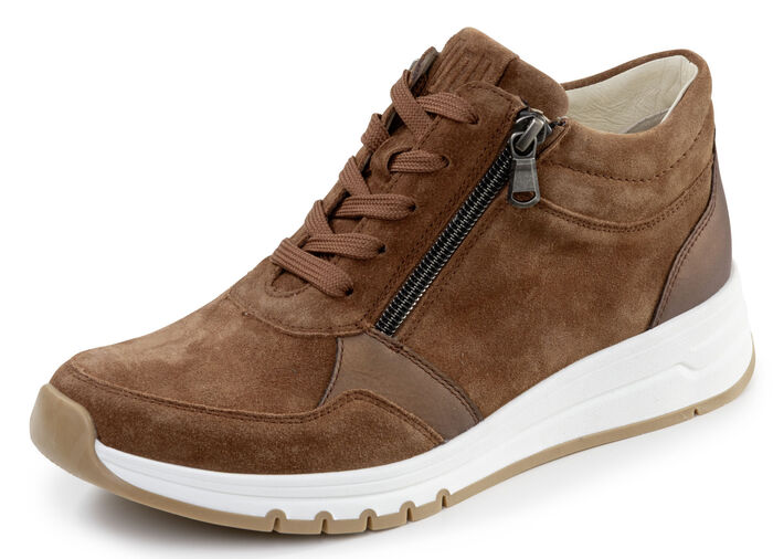 Waldläufer, bequeme Damen-Boots, Weite H, mit herausnehmbarem Fussbett COGNAC