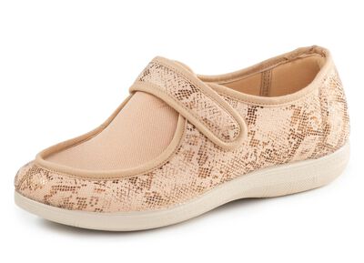 ELENA EDEN Hausschuh aus teilweise gl&auml;nzend bedrucktem Textilmaterial 