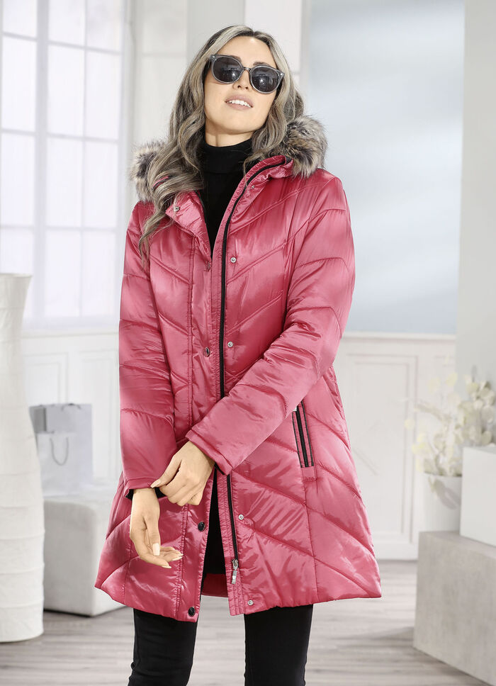 Longjacke mit umschlagbaren Ärmeln in Kontrast 