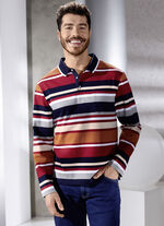 Poloshirt mit Seitenschlitzen DUNKELROT-MARINE-TERRA