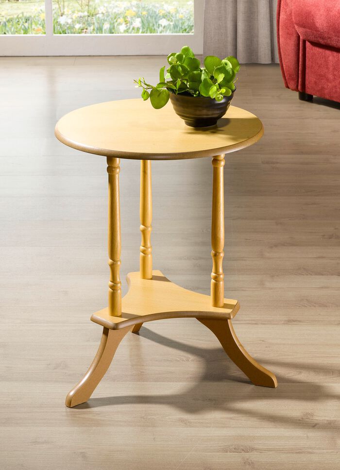 Teilmassiver Beistelltisch BUCHE