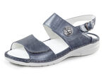 Waldläufer Sandale mit Metallschmuck mit Glitzersteinchen STAHLBLAU