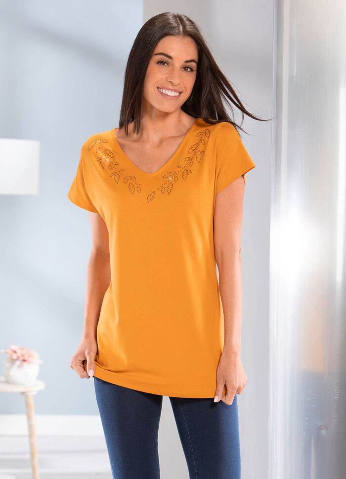 Shirt mit dekorativer Strasssteinzier  