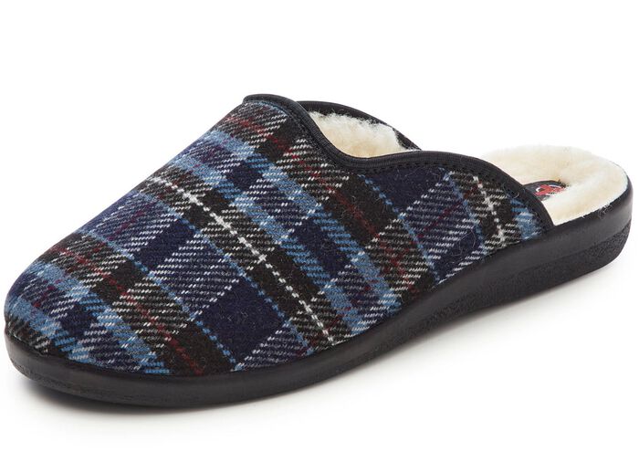 Zweierpack, gef&uuml;tterte Herren-Hausschuhe, mit Wolle 