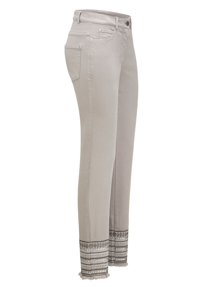 Hose mit aufwendiger Stickerei im Ethno-Stil GRAU