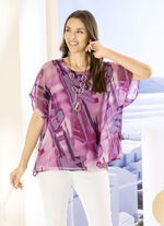 Doppellagiges Shirt mit Chiffon-Überwurf 