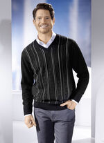 V-Pullover mit Strukturdessin in 3 Farben ANTHRAZIT MELIERT