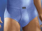 Viererpack Slips aus Feinripp mit Eingriff, uni bunt 2X STEINGRAU MELIERT, 2X JEANSBLAU MELIERT