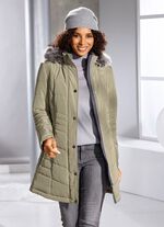 Longjacke mit abnehmbarem Kunstpelz-Besatz HELLGR&Uuml;N