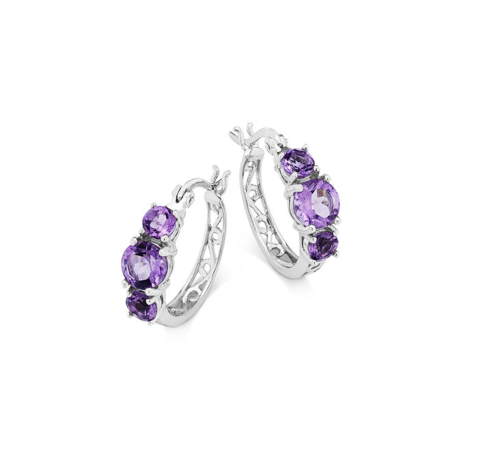 Creolen mit echt Amethyst 