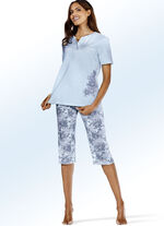 Zweierpack Pyjamas mit platziertem Druck und wadenlanger Hose HELLBLAU/ROSA
