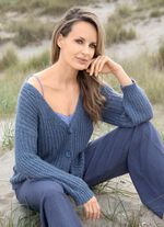 Strickjacke mit Paillettengarn JEANSBLAU MELIERT