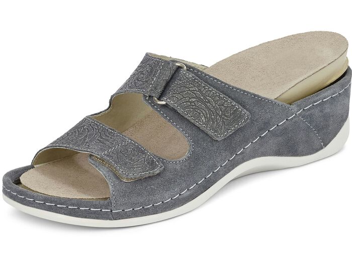 Mubb Pantolette mit geprägtem Klettverschluss ANTHRAZIT
