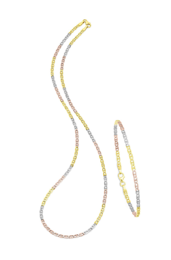 Elegante Garnitur in Tricolor, mit Karabiner