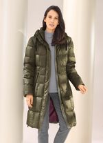 Daunen-Kurzmantel mit abnehmbarer Kapuze OLIV