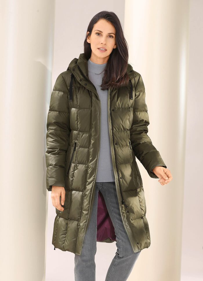 Daunen-Kurzmantel mit abnehmbarer Kapuze OLIV