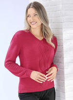 Pullover mit streckender Zopfstruktur 