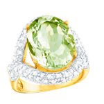 Strahlend sch&ouml;ner Damenring mit echt Amethyst und echt Weisstopas 