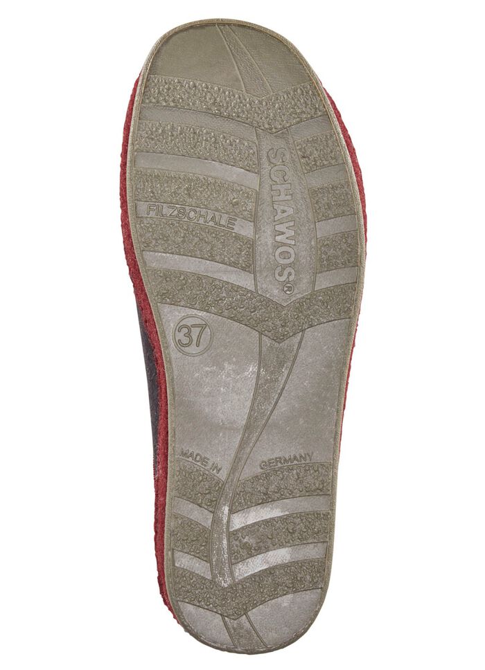 Atmungsaktive Damen-Hauschuhe, mit Gummizug SCHWARZ-BORDEAUX