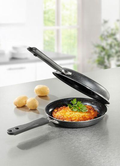 Doppelpfanne mit Antihaftbeschichtung &ndash; perfekt f&uuml;r R&ouml;sti, Pfannkuchen und Omelett 
