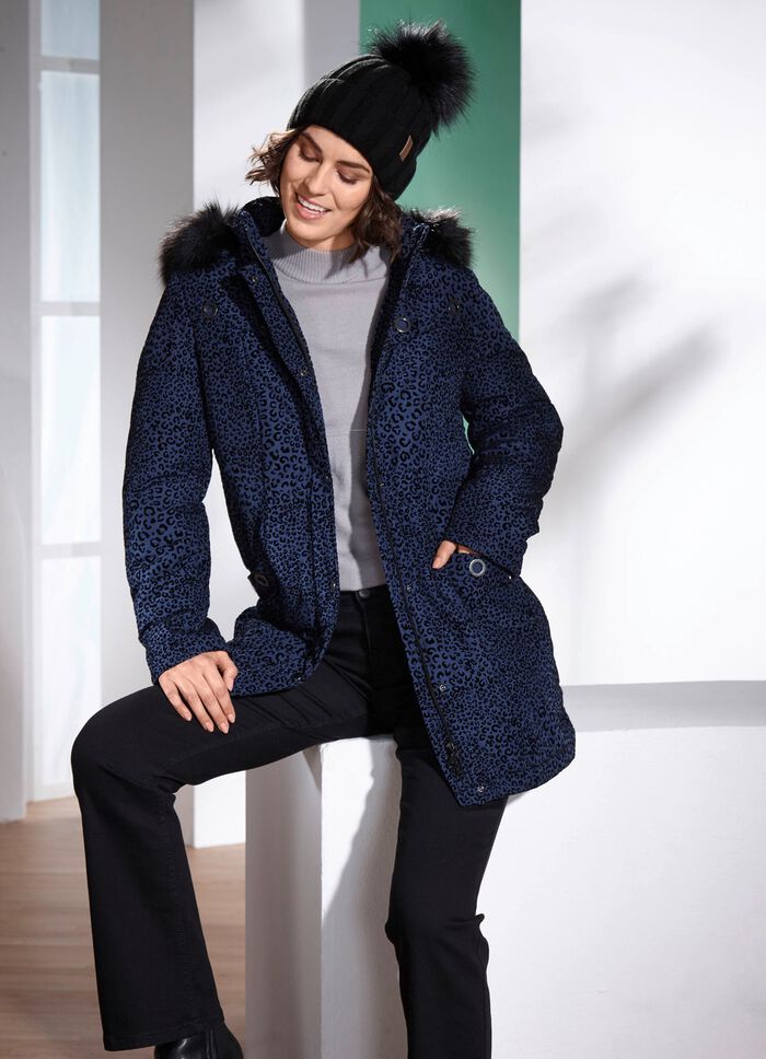 Longjacke mit Raubtierfell-Dessin 