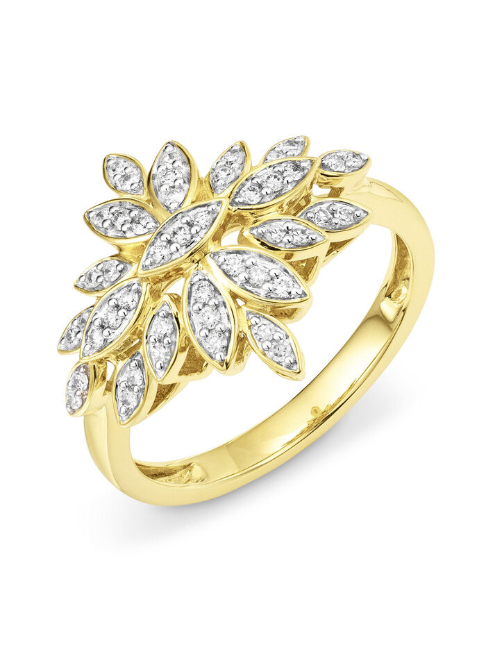 Damenring im Blumendesign mit 45 Brillanten 